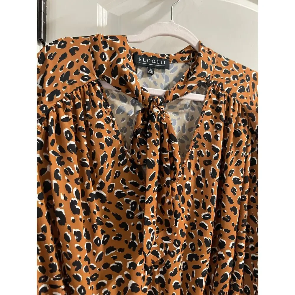Eloquii ruched puff sleeve v neck with tie blouse EUC 20W - Picture 5 of 6